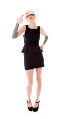 Fototapeta premium model isolated on plain background hand gesture gun