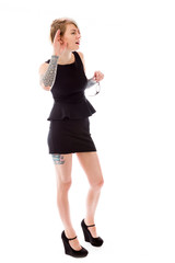 Fototapeta premium model isolated on plain background listening paying attention