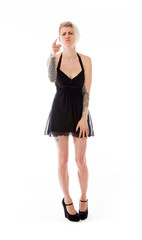 Fototapeta premium model isolated on plain background nagging scolding with finger