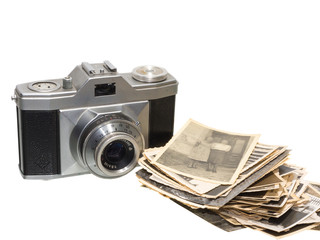 alter antiker fotoapparat mit photografien