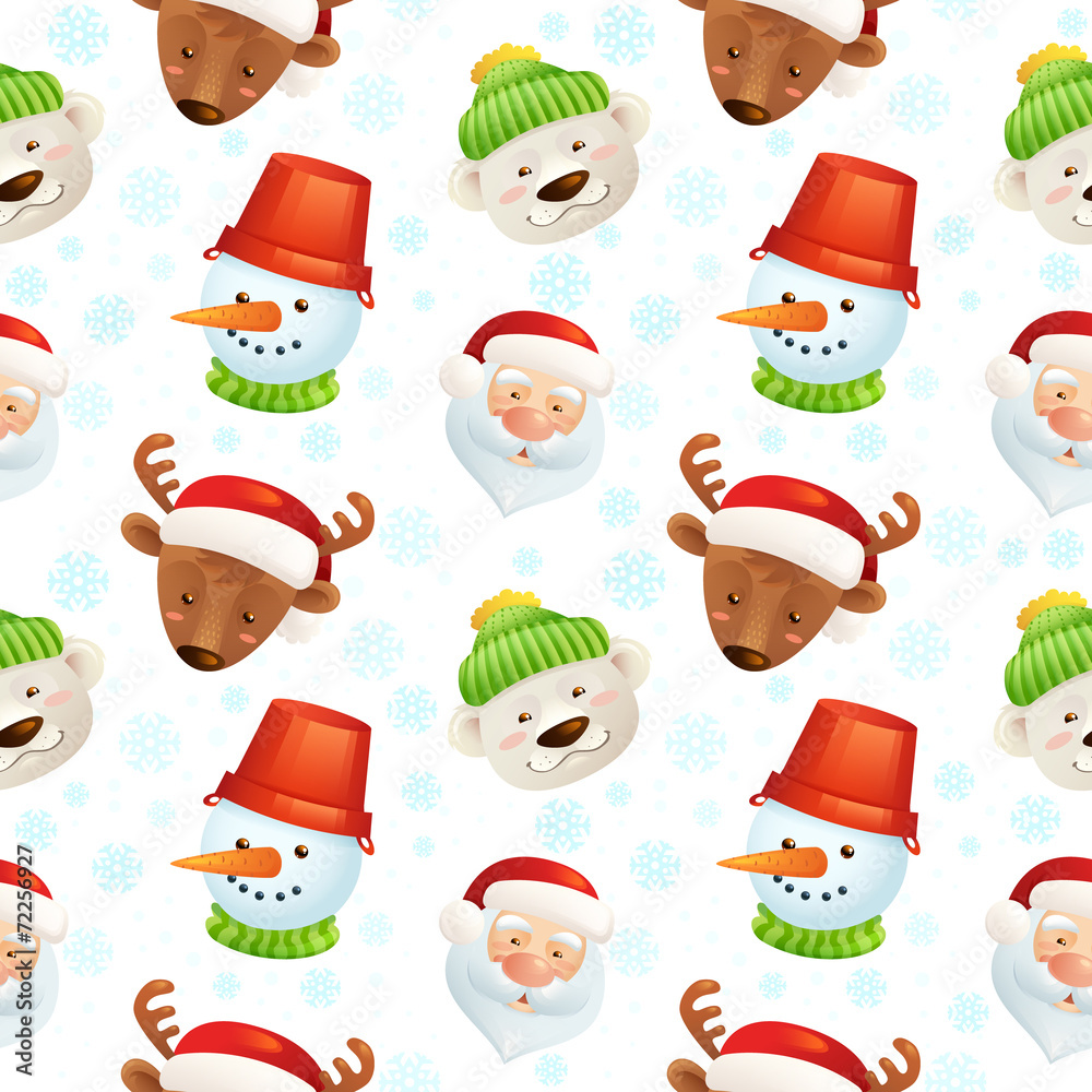 Poster christmas characters seamless pattern