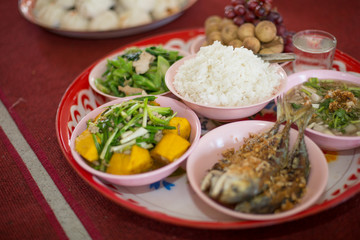 Thai dishes course eaten with rice