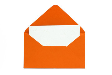 orange open envelope with blank card