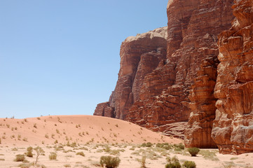 Scenic landscape of Wadi Rum desert, Jordan.