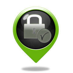 Lock pointer icon on white background