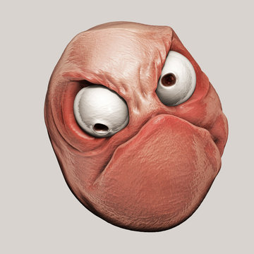 Angry Internet Meme Troll Head 3d Illustration Isolated