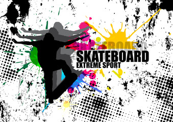 extreme sport man jumping with skateboard and splash color © komkrit234