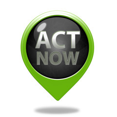 Act now pointer icon on white background