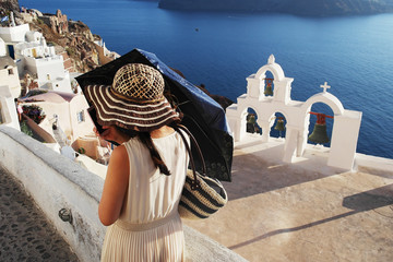 Turista a Santorini
