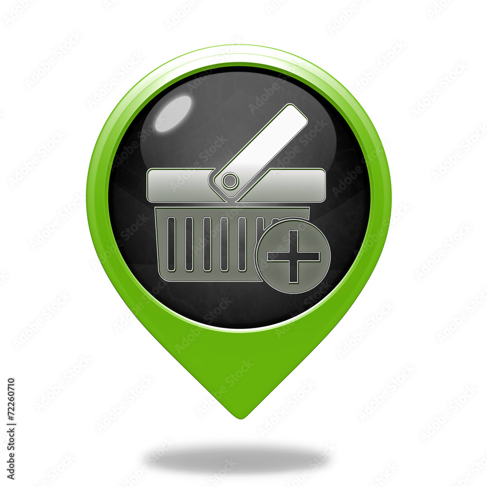 Sticker add to basked pointer icon on white background