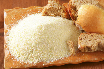 Stale bread and finely ground breadcrumbs