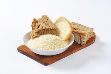 Stale bread and finely ground breadcrumbs