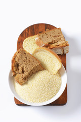 Stale bread and finely ground breadcrumbs