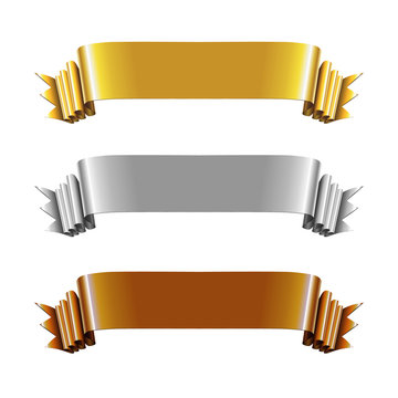 Set of Gold, Silver and Bronze Ribbons