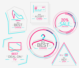 Minimal line design shopping stamps