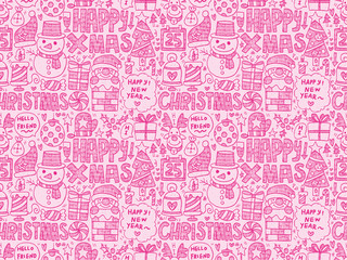 Seamless Doodle Christmas pattern
