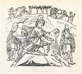 Obraz na płótnie Canvas Tauroctony - Mithras killing the bull