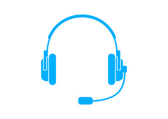 Blue headphones icon on white background