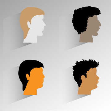 Set of man's profiles.