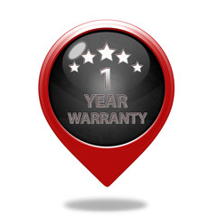 One year warranty pointer icon on white background
