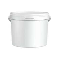 Opened White Tub Paint Plastic Bucket Container