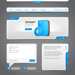 Obraz premium Web UI Controls Elements Gray And Blue On Dark Background