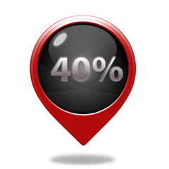 Fourty percent pointer icon on white background