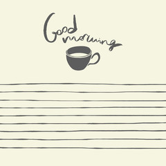 Notepad template design. Good morning hand drawn illustration