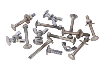 Screws and nuts isolated on white background