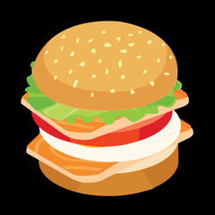 fastfood. tuna burger. concept vector illustration