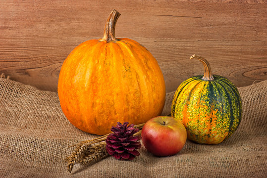 Autumn decoration on a textured vintage background