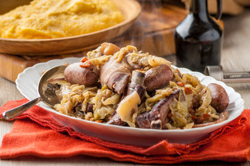 Bottaggio o cassoeula  con polenta gialla