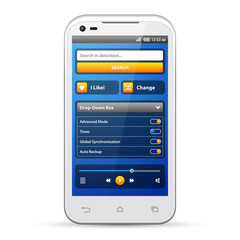 Simple UI Elements Blue Yellow. White Smartphone