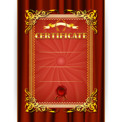 Vector certificate on textile background