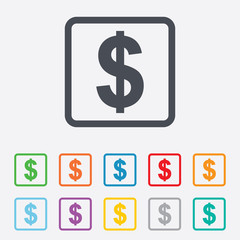 Dollar sign icon. USD currency symbol.
