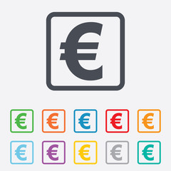 Euro sign icon. EUR currency symbol.