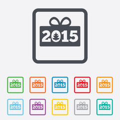 Happy new year 2015 sign icon. Christmas gift.