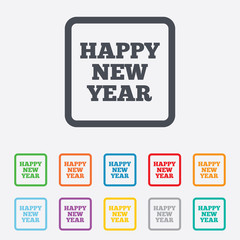 Happy new year sign icon. Christmas symbol.