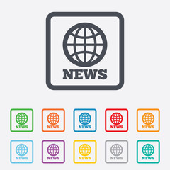News sign icon. World globe symbol.