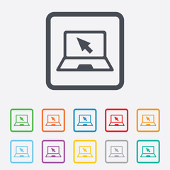 Laptop sign icon. Notebook pc with cursor symbol