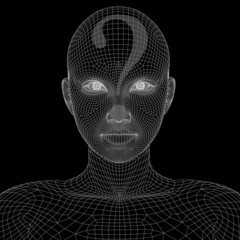 Conceptual witreframe or mesh woman face