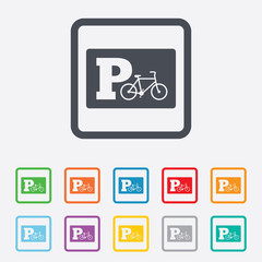 Fototapeta premium Parking sign icon. Bicycle parking symbol.