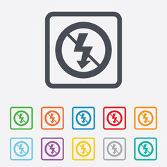 No Photo flash sign icon. Lightning symbol.