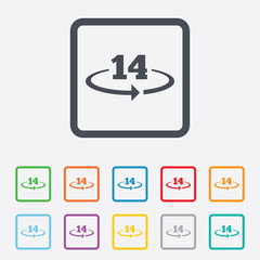 Return of goods within 14 days sign icon.