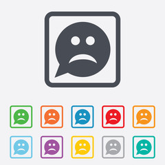Sad face sign icon. Sadness symbol.