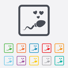 Sperm sign icon. Fertilization symbol.