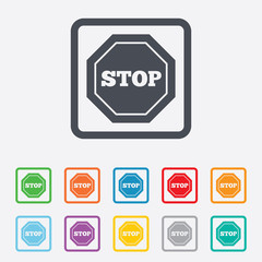 Traffic stop sign icon. Caution symbol.