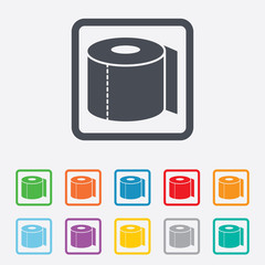 Toilet paper sign icon. WC roll symbol.