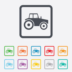Tractor sign icon. Agricultural industry symbol.
