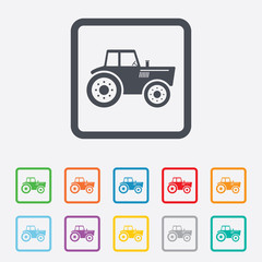 Tractor sign icon. Agricultural industry symbol.